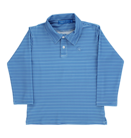 The Bailey Boys Harry LS Striped Performance Polo, Atlantic Blue