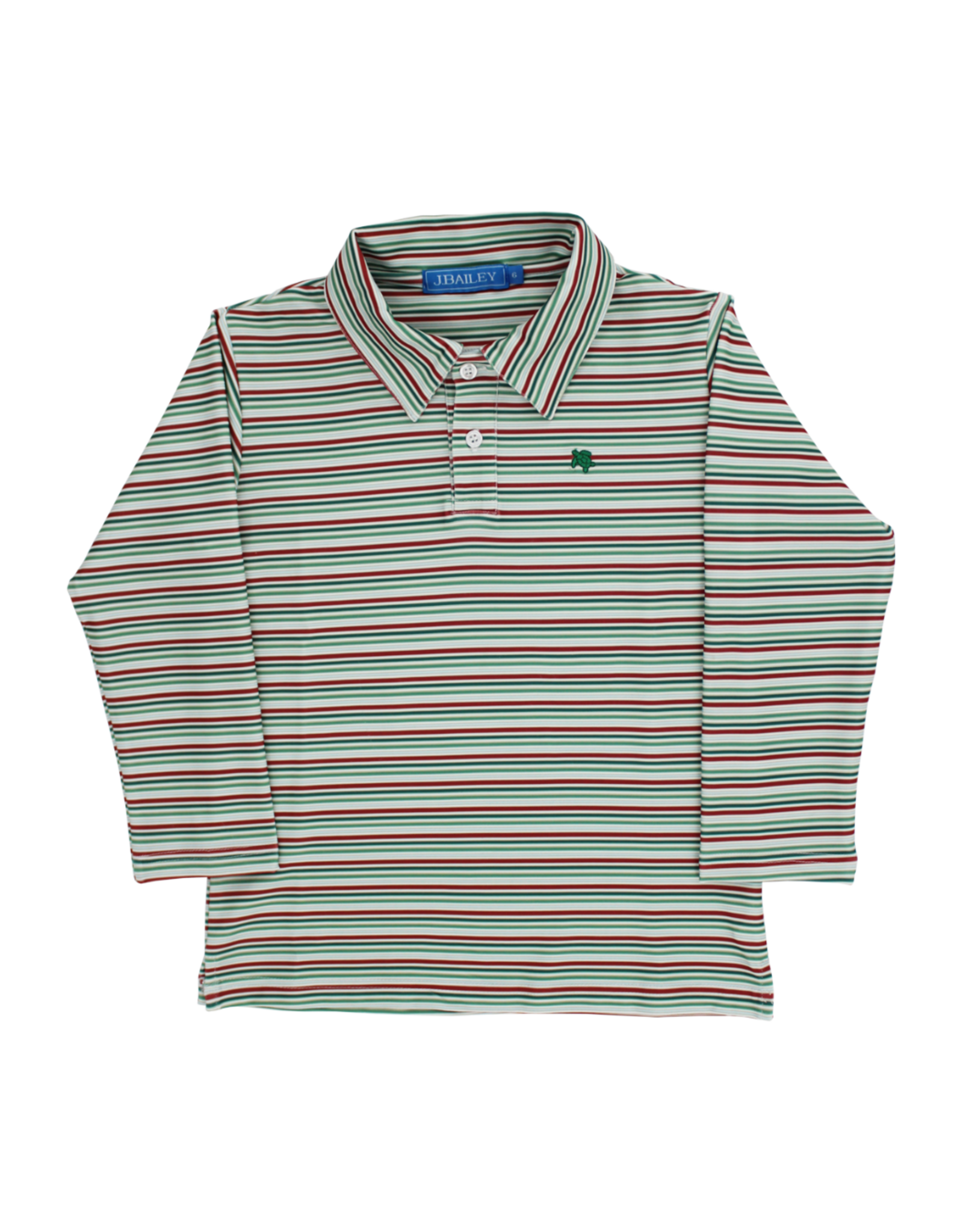 The Bailey Boys Harry LS Striped Performance Polo, Holly