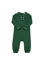 The Beaufort Bonnet Company LS Benny Button Romper,  Grier Green