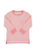 The Beaufort Bonnet Company LS Carter Crewneck, Parrot Cay Coral Stripe