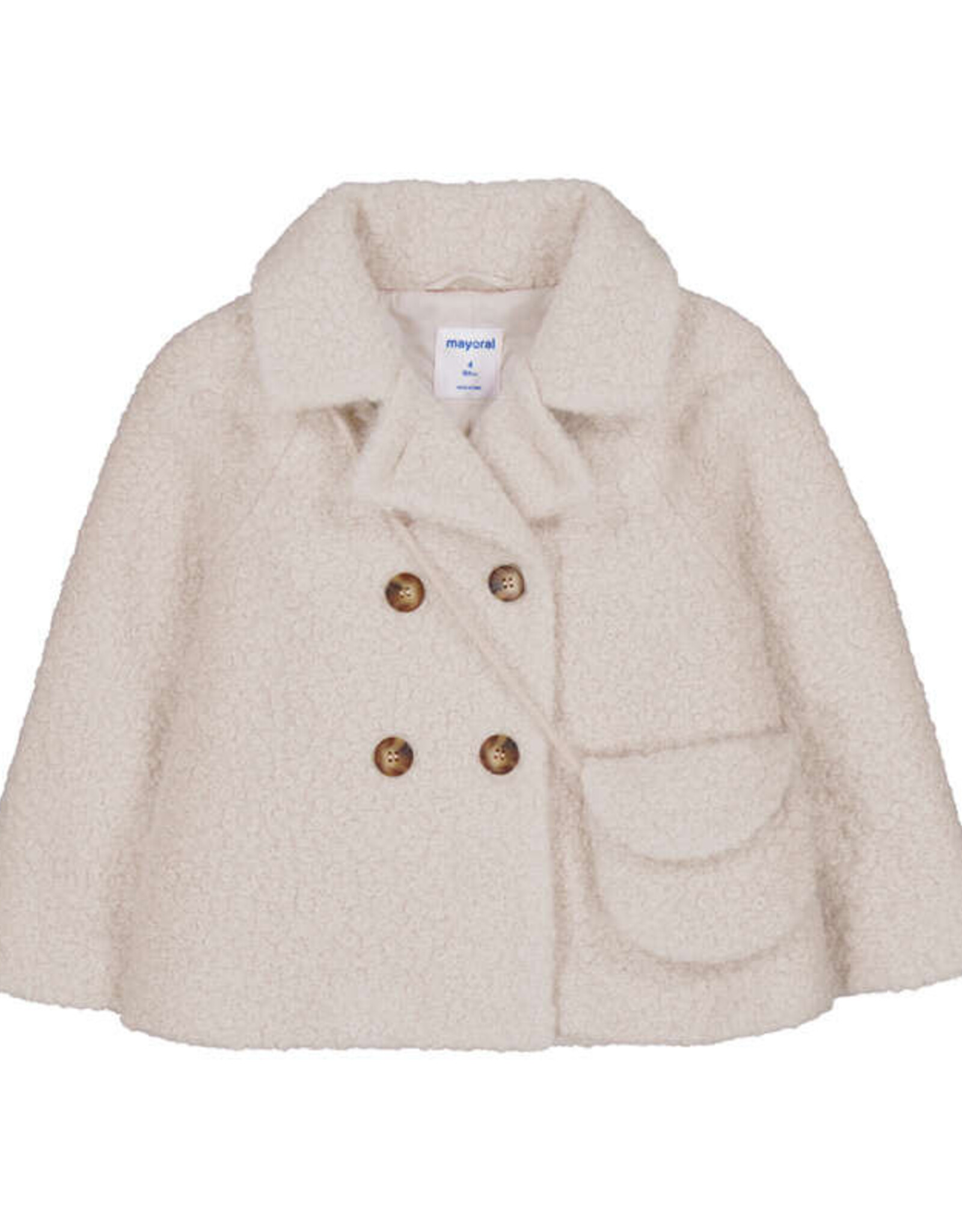 Mayoral Boucle Coat w/ Purse, Biscuit
