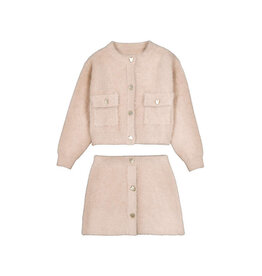 Mayoral Tricot Skirt Set, Beige