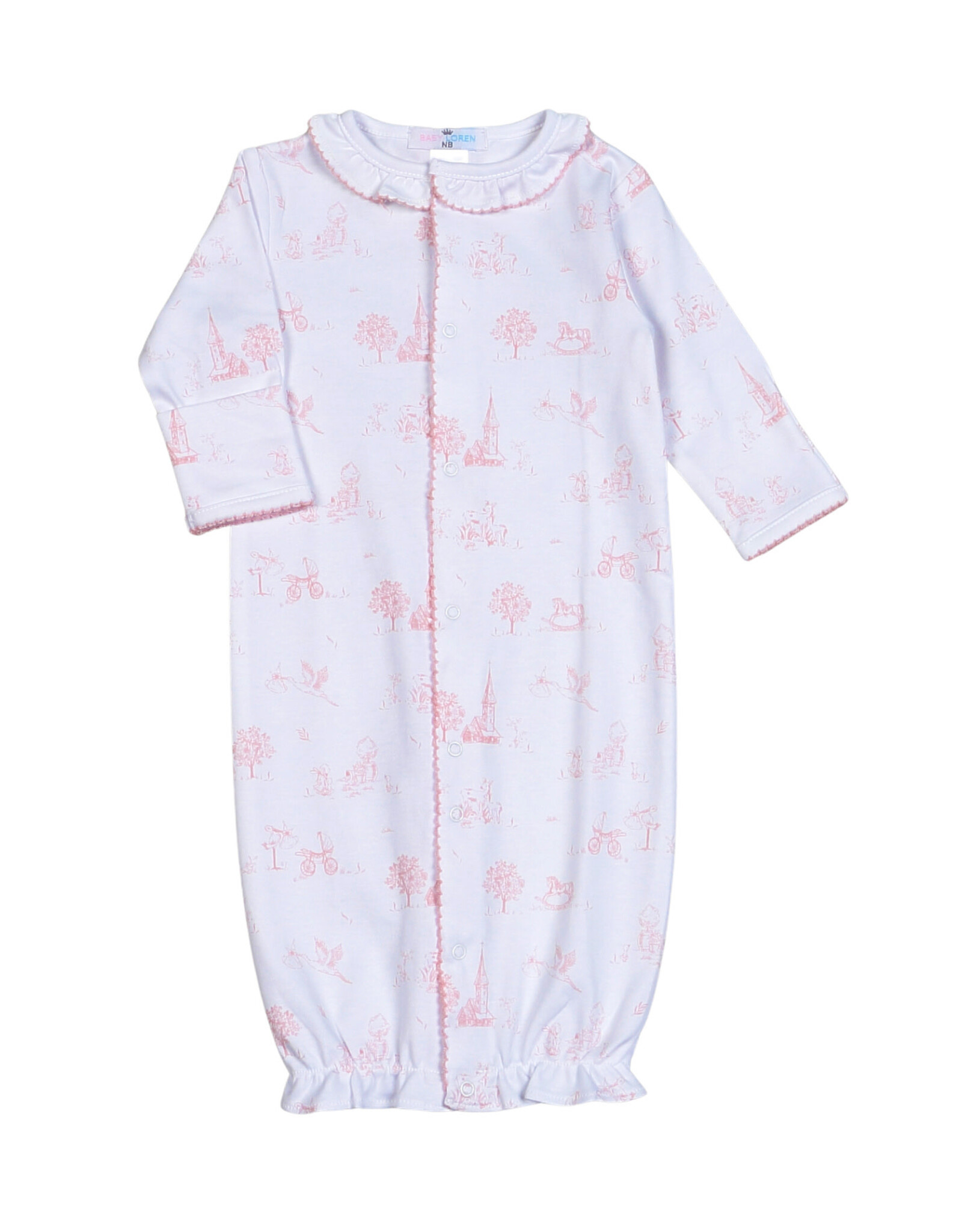 Baby Loren Pink Baby Toile Pima Conv Gown