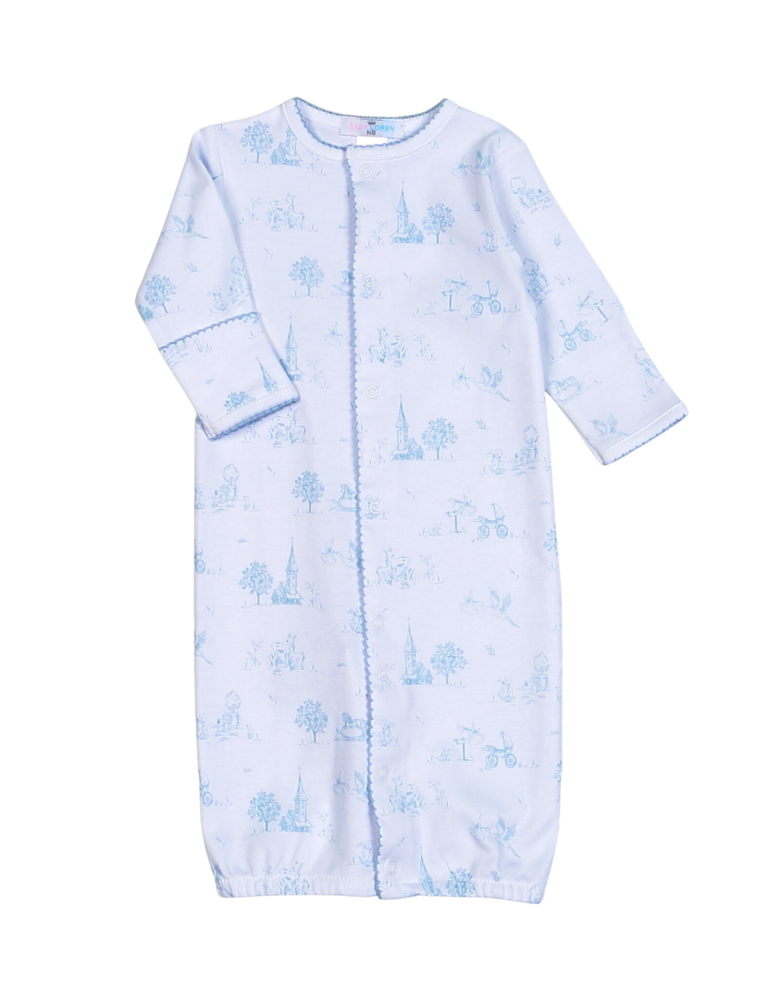 Baby Loren Blue Baby Toile Pima Conv Gown