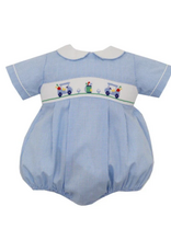 Petit Bebe Blue Check Smocked Golf Boy Bubble