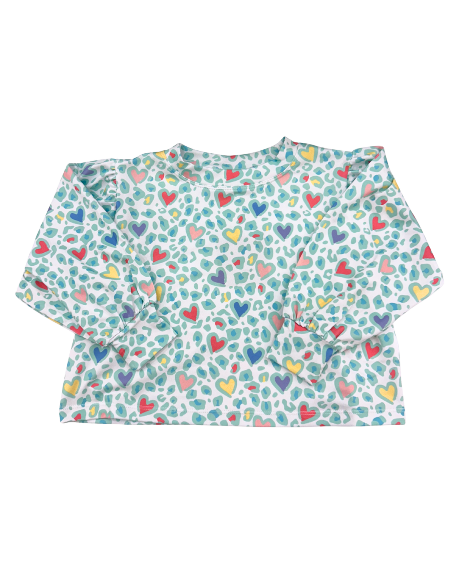 Honesty Leopard Hearts Puff Sleeve Top