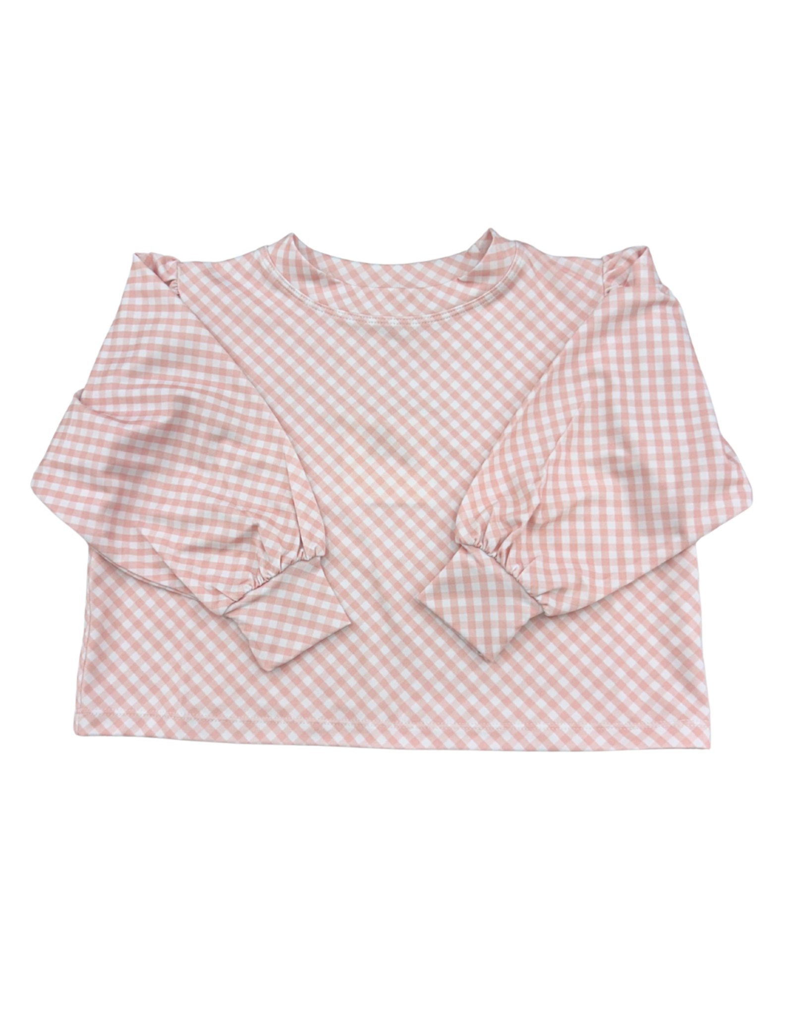 Honesty Pink Gingham Puff Sleeve Top