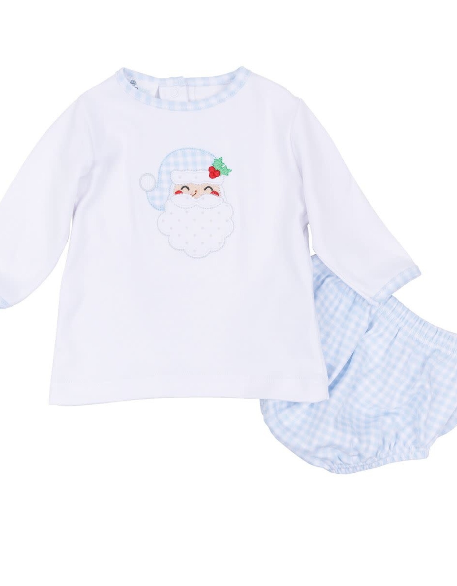 Magnolia Baby Sweet St Nick Applique Diaper Set, Lt Blue
