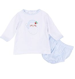 Magnolia Baby Sweet St Nick Applique Diaper Set, Lt Blue
