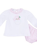 Magnolia Baby Sweet St Nick Applique Ruffle Diaper Set, Pink