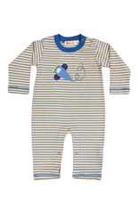 Luigi White/Tan Stripe LS Romper, Airplanes