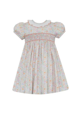 Petit Bebe Pumpkin Print Floral Smocked Dress