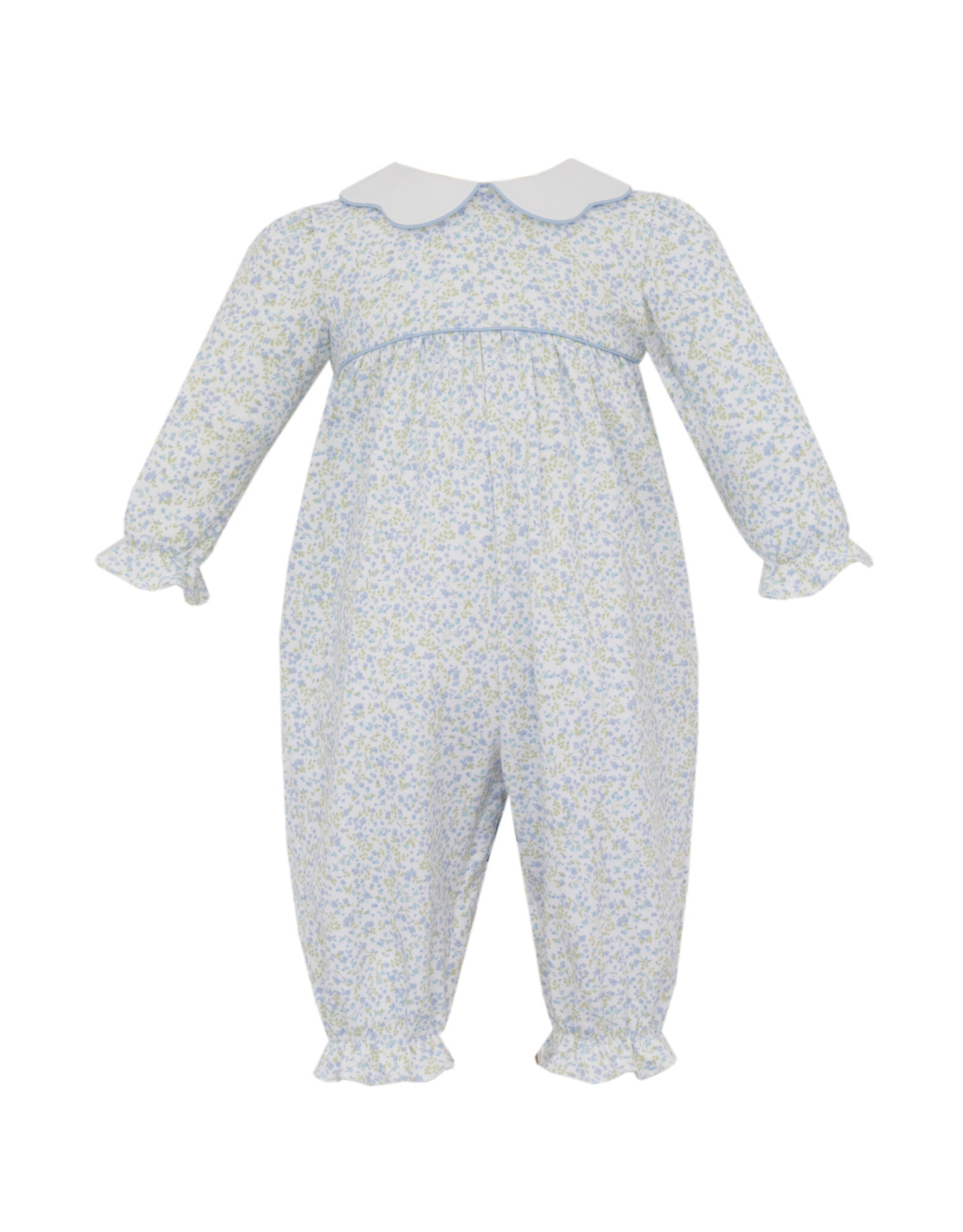 Petit Bebe Caroline Tiny Blue Floral Knit Romper