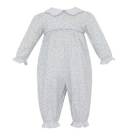 Petit Bebe Caroline Tiny Blue Floral Knit Romper