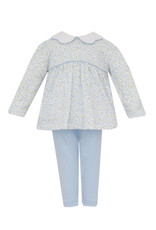 Petit Bebe Caroline Tiny Blue Floral Knit Tunic Legging Set