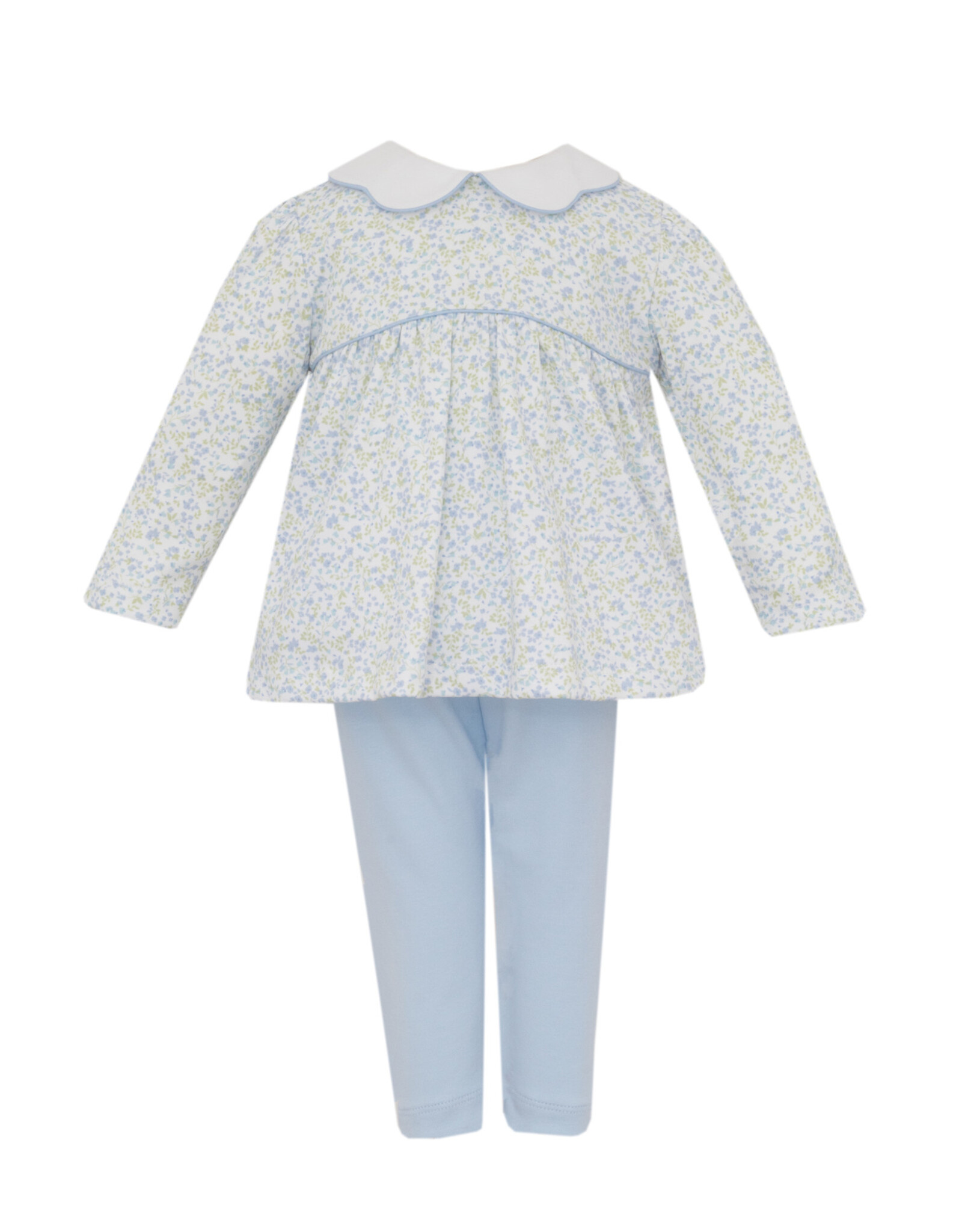 Petit Bebe Caroline Tiny Blue Floral Knit Tunic Legging Set