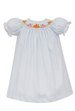 Petit Bebe Blue Gingham Knit Bishop, Pumpkin