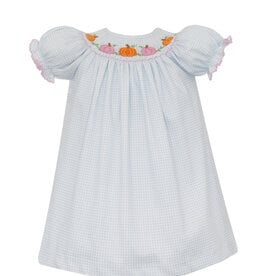 Petit Bebe Blue Gingham Knit Bishop, Pumpkin