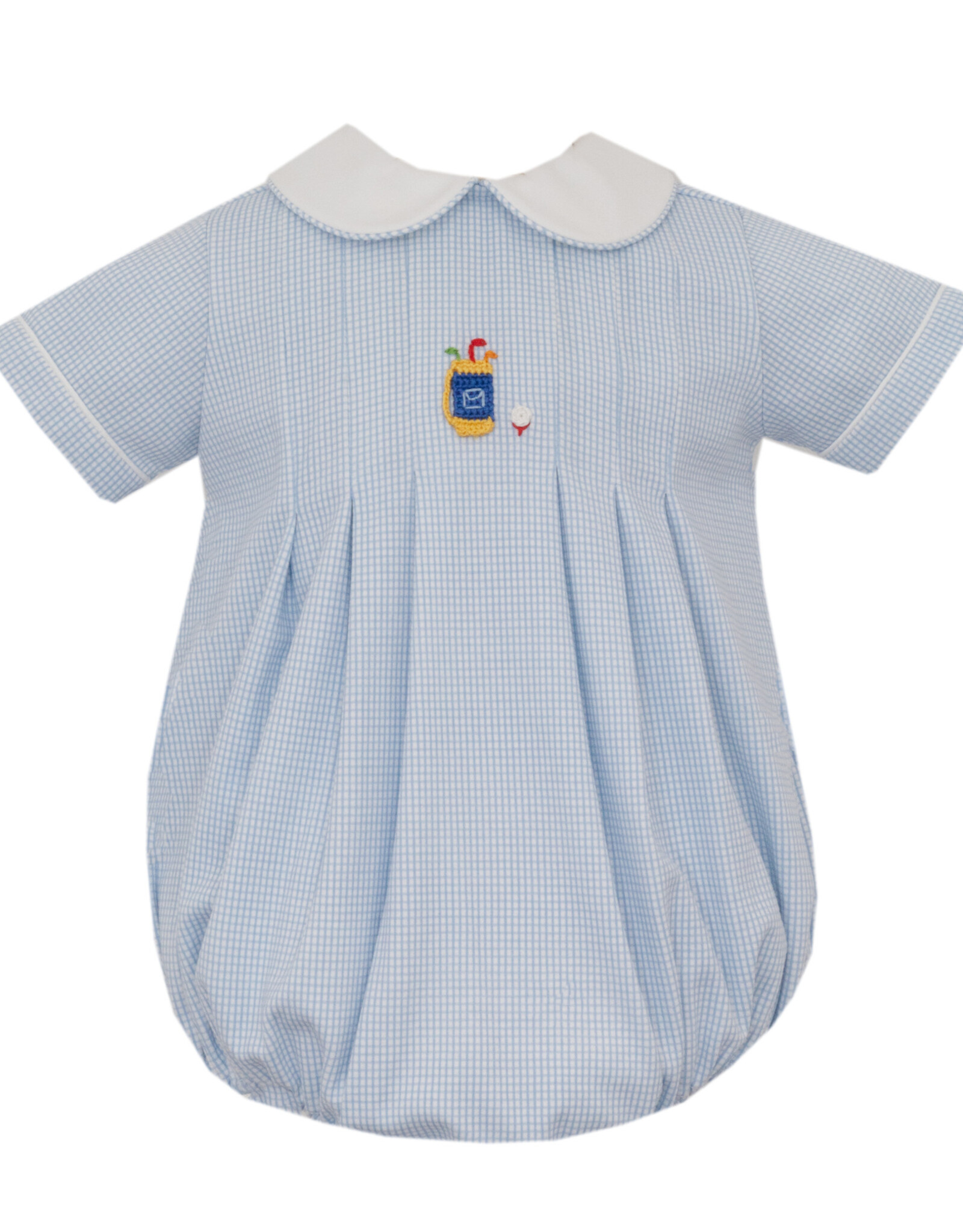 Petit Bebe Blue Check  Knit Golf Bubble