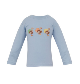 Claire and Charlie Solid Blue Knit Turkey LS T-Shirt