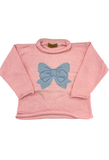 Luigi Large Blue Bow Lt Pink Roll Neck Sweater