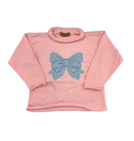 Luigi Large Blue Bow Lt Pink Roll Neck Sweater