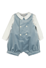 Luli & Me Blue Deluxe Velvet Boy Romper