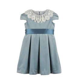 Luli & Me Deluxe Velvet Dress, Blue
