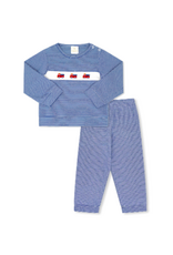 LullabySet Bayou Play Set, Royal Ministripe Knit, Firetruck