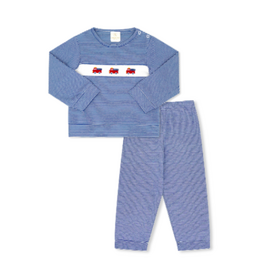 LullabySet Bayou Play Set, Royal Ministripe Knit, Firetruck
