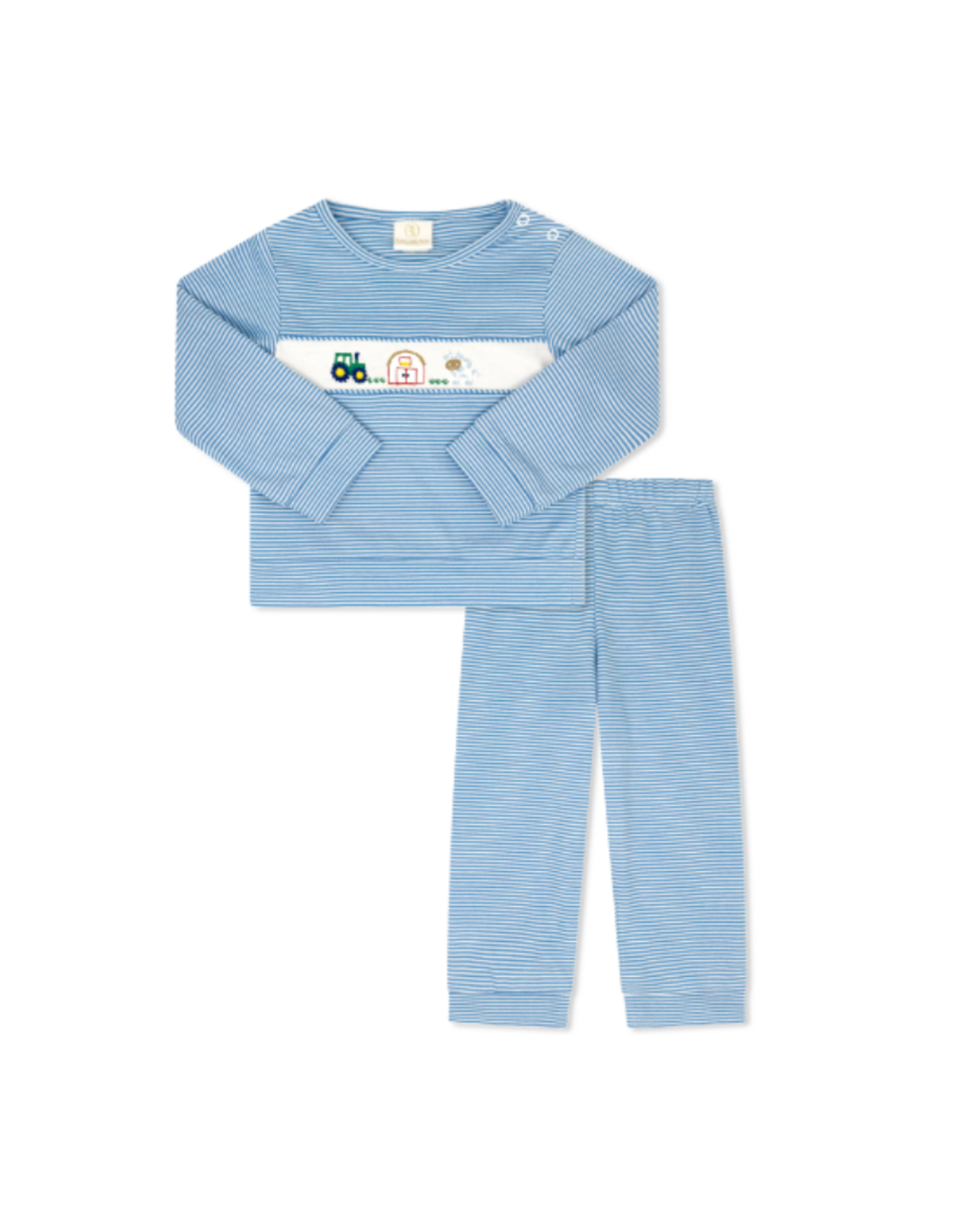 LullabySet Bayou Play Set LS - Blue Stripe Knit w/ Farm