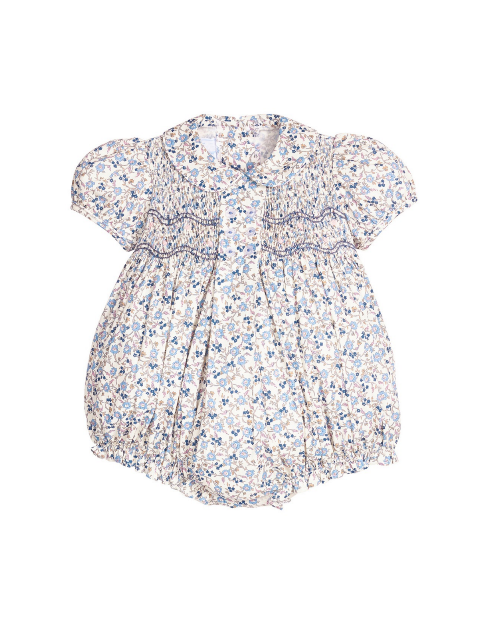 Little English Smocked Bridget Bubble, Wisteria Floral