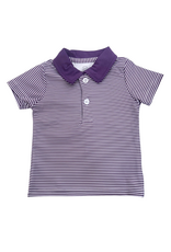 Millie Jay Dawson SS Polo, Purple Stripe