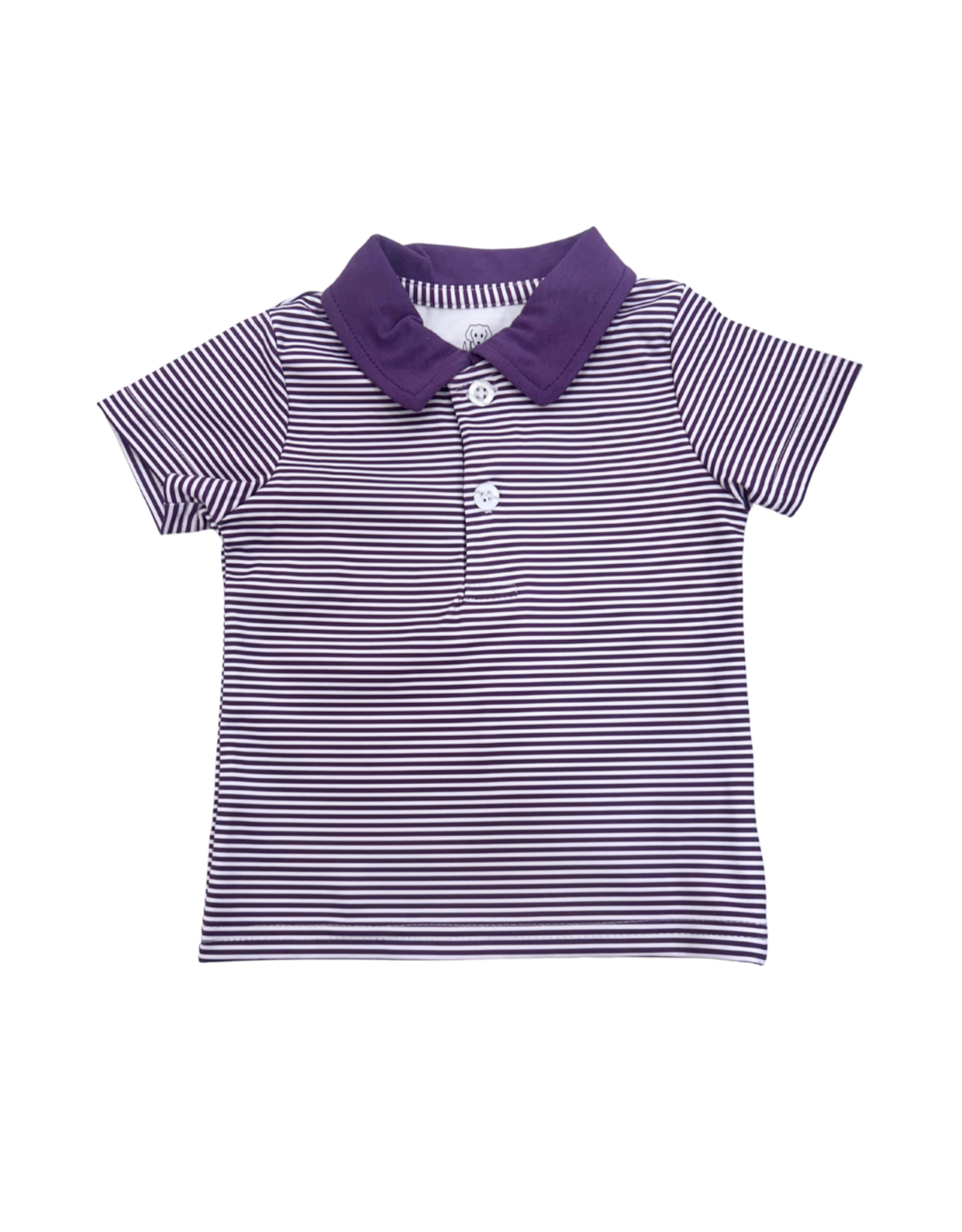 Millie Jay Dawson SS Polo, Purple Stripe