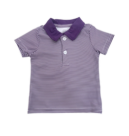 Millie Jay Dawson SS Polo, Purple Stripe