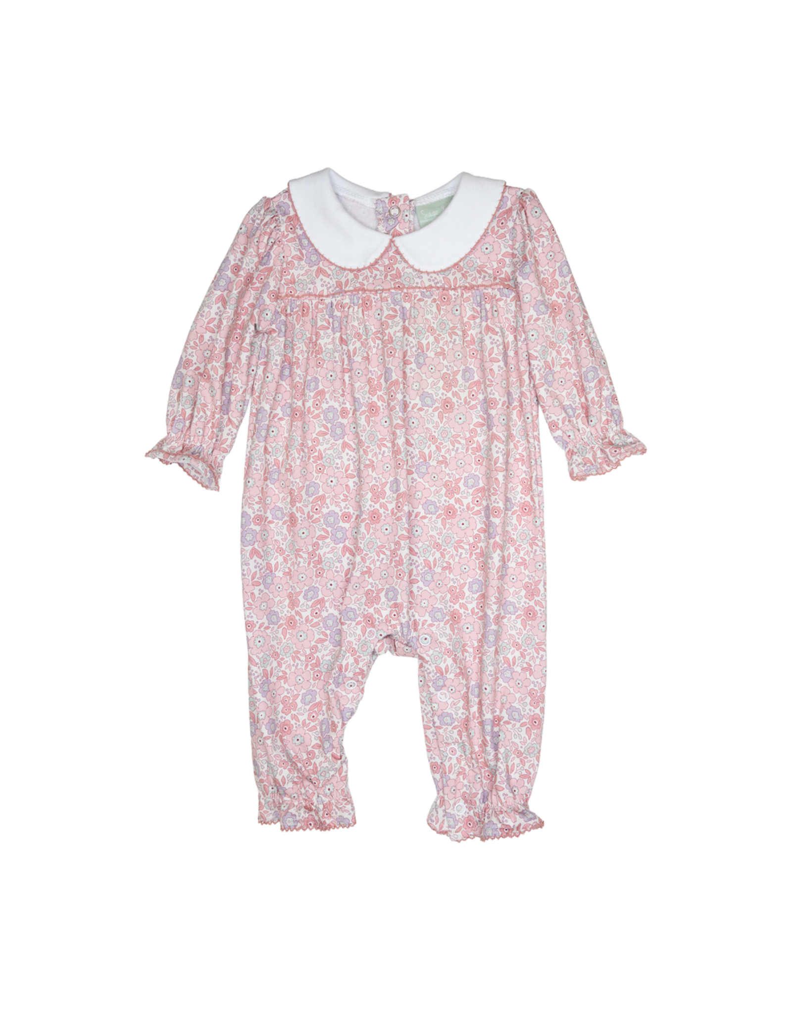 Sage and Lilly Mauve Floral Peter Pan Long Bubble