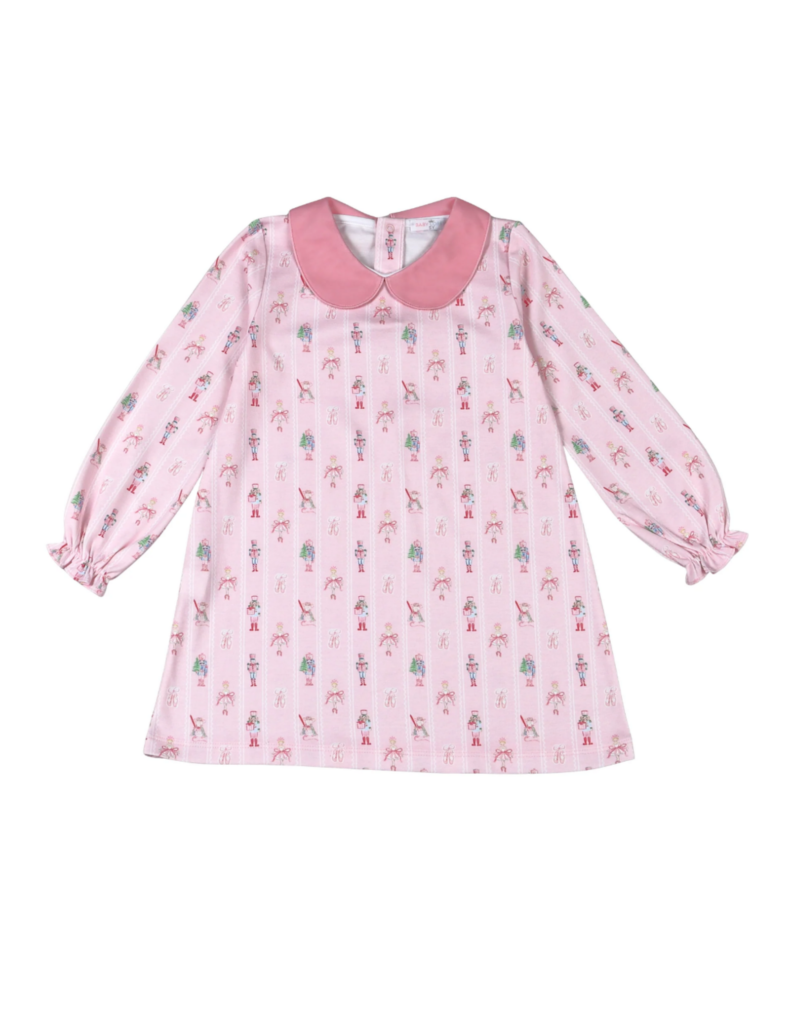 Baby Loren Pink Nutcracker Pima Scallop Collar Dress