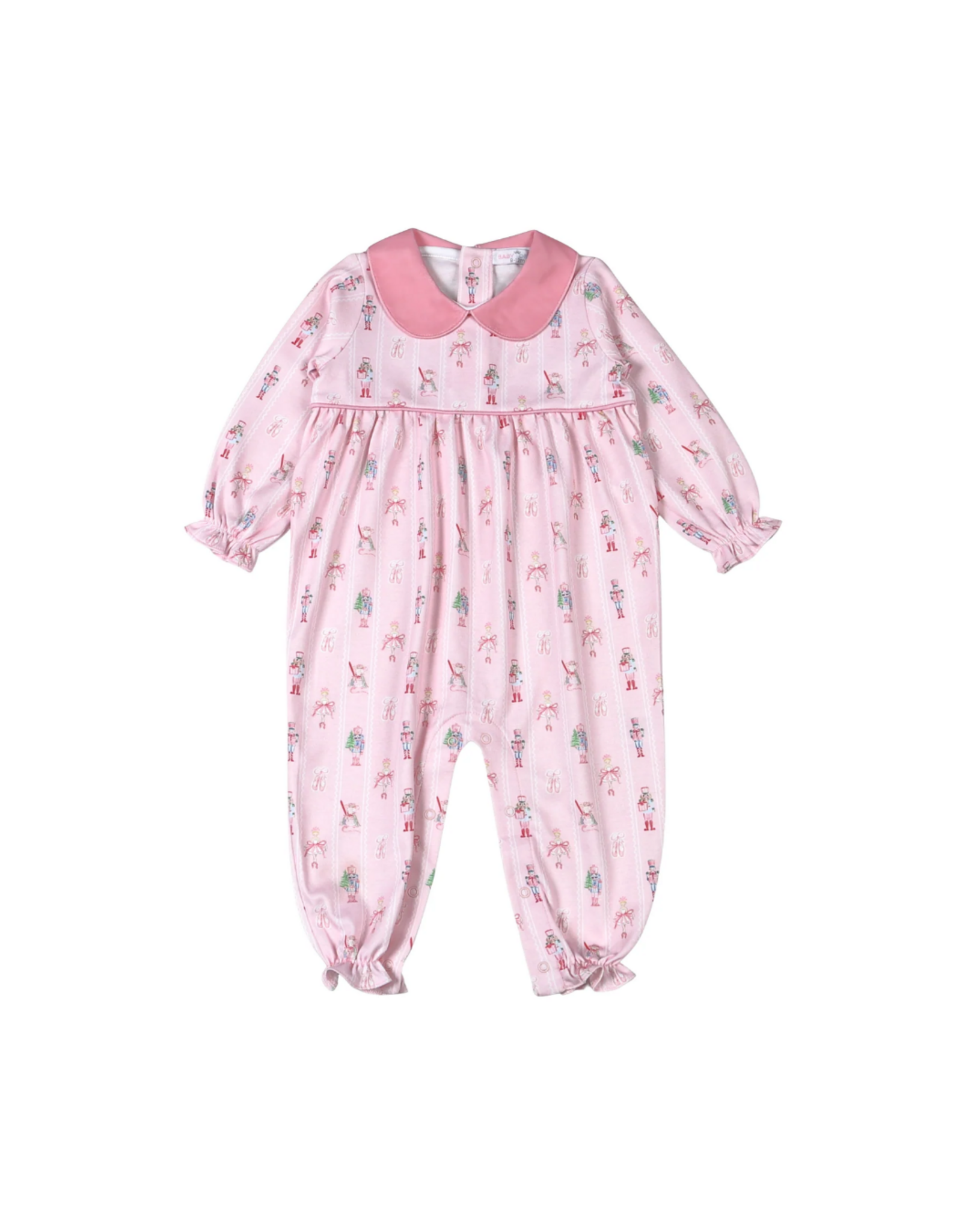 Baby Loren Pink Nutcracker Pima Scallop Collar Romper