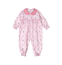 Baby Loren Pink Nutcracker Pima Scallop Collar Romper
