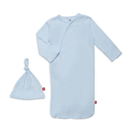 Magnetic Me Love Lines Blue Pointelle Magnetic Gown Set NB/3m
