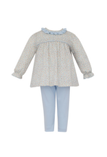 Petit Bebe Orange Floral Tunic Set w/ Ruffle Collar