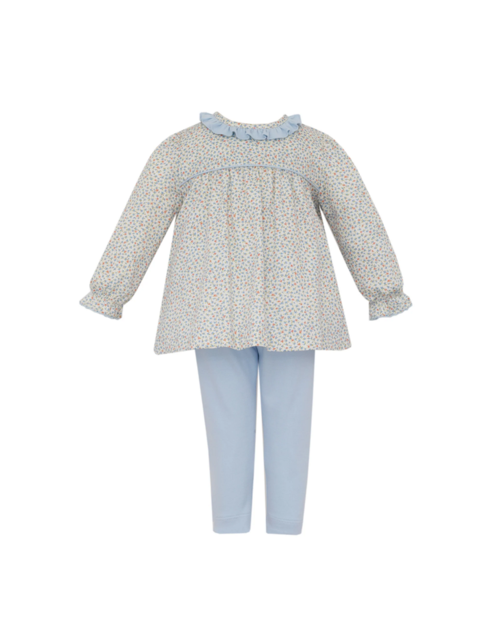Petit Bebe Orange Floral Tunic Set w/ Ruffle Collar