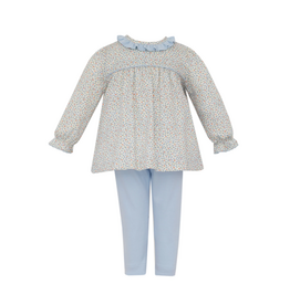 Petit Bebe Orange Floral Tunic Set w/ Ruffle Collar