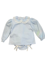 Zuccini Lt Blue Lace Ribbon Collar Bloomer Set