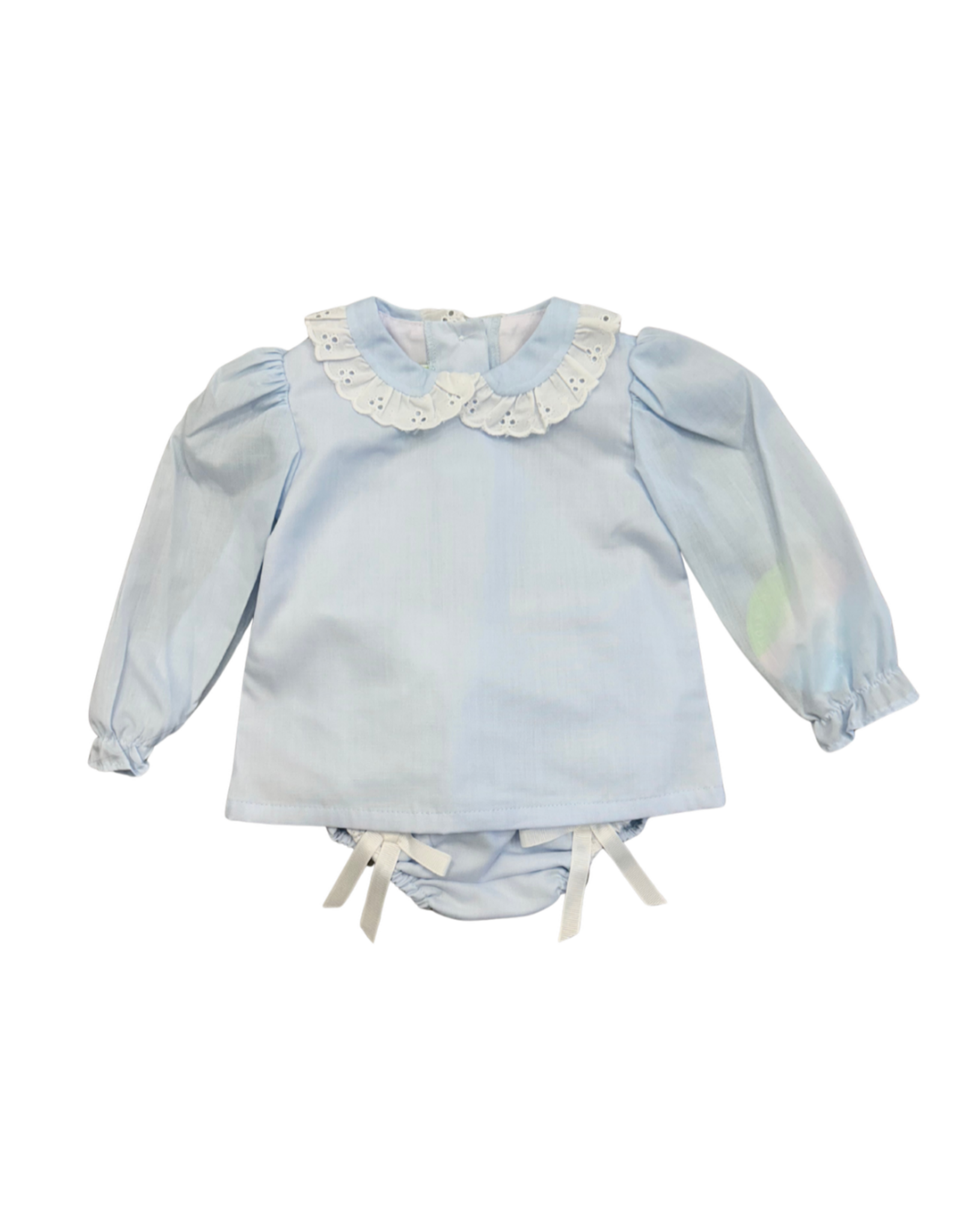 Zuccini Lt Blue Lace Ribbon Collar Bloomer Set