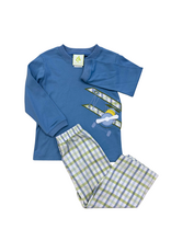 Zuccini Airplane Wingate Plaid Pant Set, Periwinkle Knit