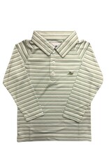 SouthBound LS Dryfit Polo, Green Stripe
