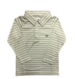 SouthBound LS Dryfit Polo, Green Stripe