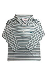 SouthBound LS Dryfit Polo, Turquoise Stripe