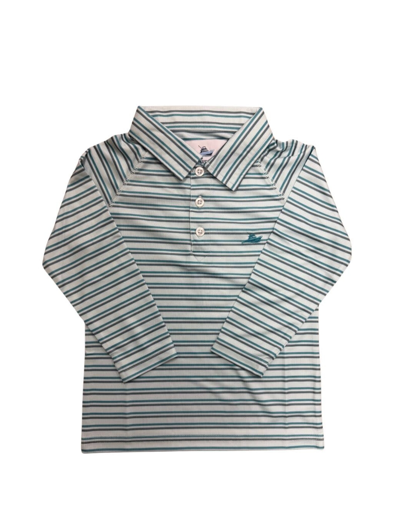 SouthBound LS Dryfit Polo, Turquoise Stripe